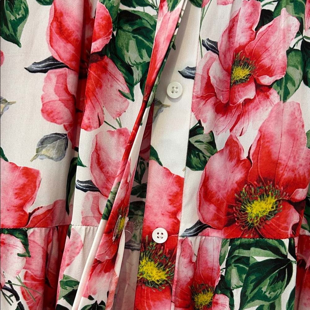 Alice + Olivia Red and Green Floral Blouse - Picture 4 of 8